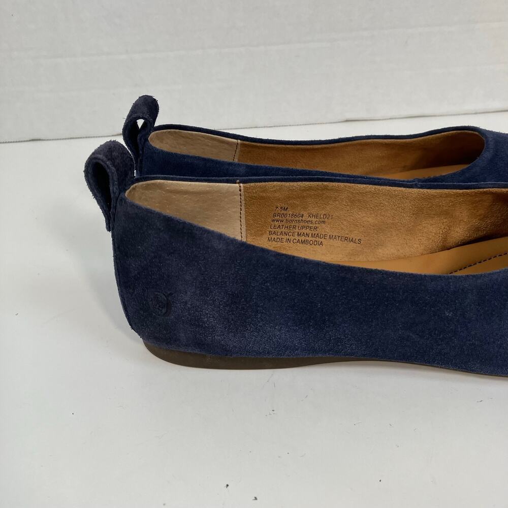 Born Beca Sz 7.5 Suede Slip-On Ballet Flats Blue Comfy Padded Insole - Picture 10 of 16
